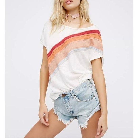 Free People We The Free Thein Oversized Boho Tee Womens Sz L - Picture 1 of 11